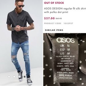 ASOS Regular Fit Silk Shirt